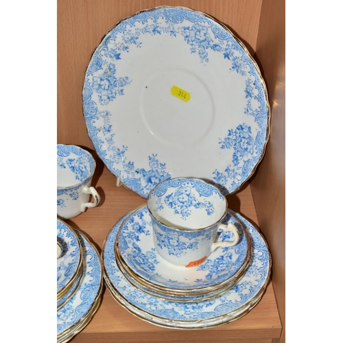 314 - A TWENTY SIX PIECE EDWARDIAN ROYAL ALBERT CROWN CHINA PART TEA SET, in the 'Record' pattern, compris... 