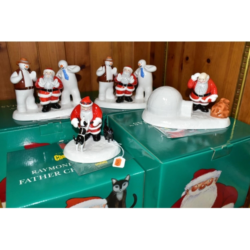 318 - FOUR BOXED COALPORT RAYMOND BRIGGS' FATHER CHRISTMAS FIGURES, comprising two 'Line Dancing' limited ... 