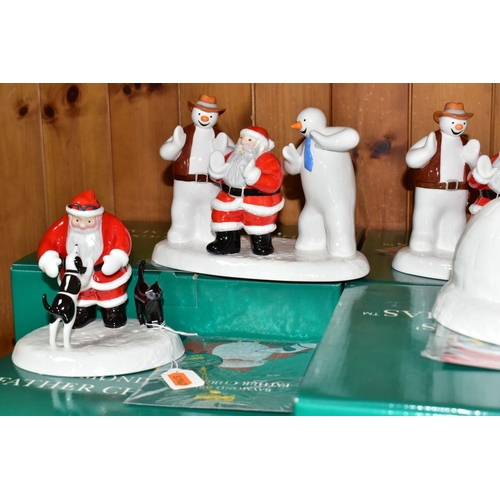 318 - FOUR BOXED COALPORT RAYMOND BRIGGS' FATHER CHRISTMAS FIGURES, comprising two 'Line Dancing' limited ... 