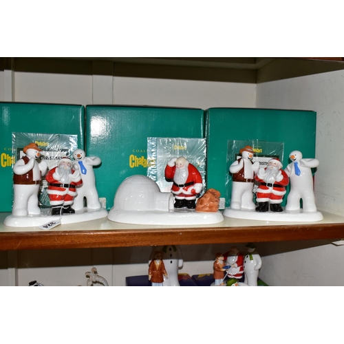 324 - FOUR BOXED COALPORT RAYMOND BRIGGS' FATHER CHRISTMAS FIGURES, comprising two 'Line Dancing' limited ... 