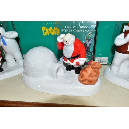 324 - FOUR BOXED COALPORT RAYMOND BRIGGS' FATHER CHRISTMAS FIGURES, comprising two 'Line Dancing' limited ... 