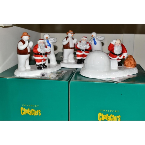 329 - THREE BOXED COALPORT RAYMOND BRIGGS' FATHER CHRISTMAS FIGURES, comprising two 'Line Dancing' limited... 