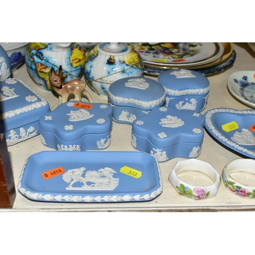 333 - A GROUP OF CERAMICS AND GLASS WARES, to include a Webb Corbett cut crystal decanter, a boxed Aynsley... 