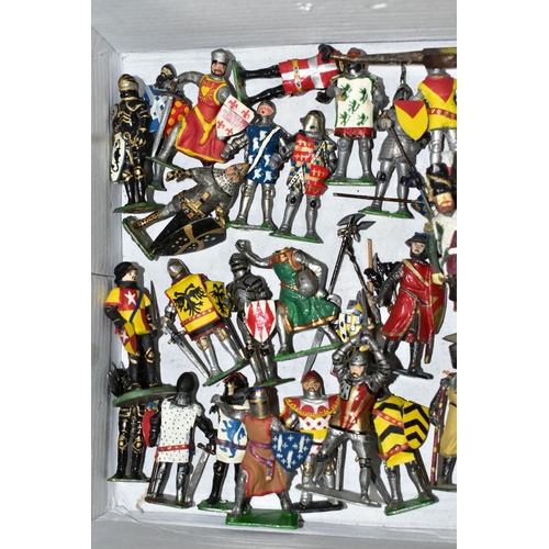 336 - ONE BOX OF FORTY FIVE LEAD TOY SOLDIERS, comprising Cherilea and other assorted 1950's medieval knig... 