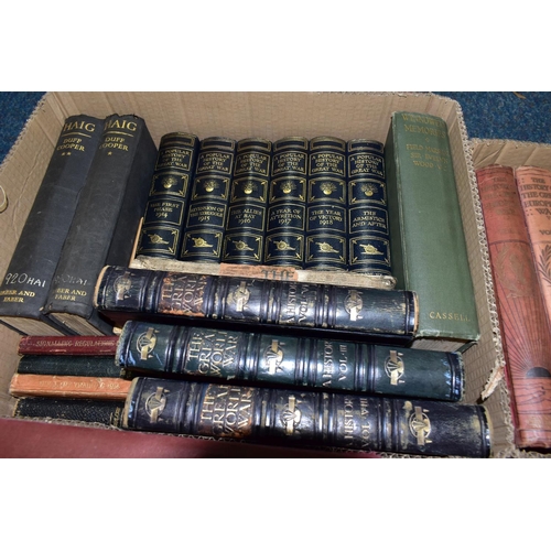 344 - BOOKS - THE GREAT WAR, five boxes containing approximately sixty-five titles on The Great War includ... 