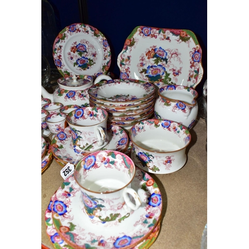 352 - A CAULDON BREAKFAST/SANDWICH SET in a blue and pink floral pattern, some pieces made for H.G Stephen... 