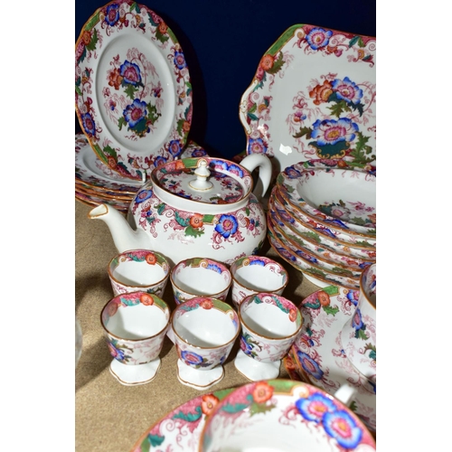 352 - A CAULDON BREAKFAST/SANDWICH SET in a blue and pink floral pattern, some pieces made for H.G Stephen... 