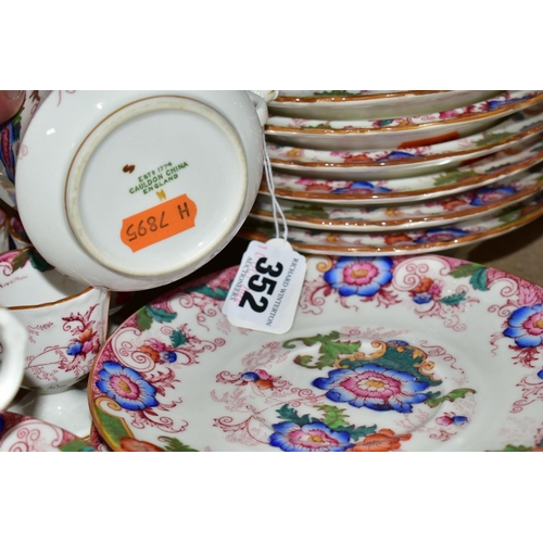 352 - A CAULDON BREAKFAST/SANDWICH SET in a blue and pink floral pattern, some pieces made for H.G Stephen... 