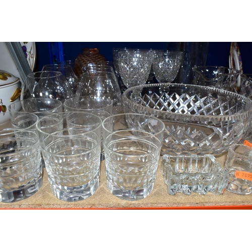 353 - A  GROUP OF CUT CRYSTAL AND GLASSWARE, comprising five cut crystal whisky glasses, five cut crystal ... 