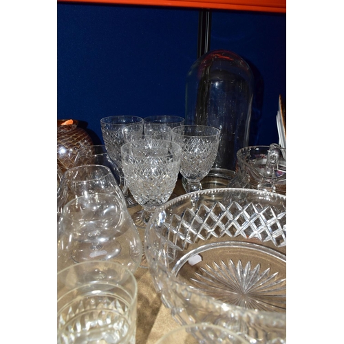 353 - A  GROUP OF CUT CRYSTAL AND GLASSWARE, comprising five cut crystal whisky glasses, five cut crystal ... 