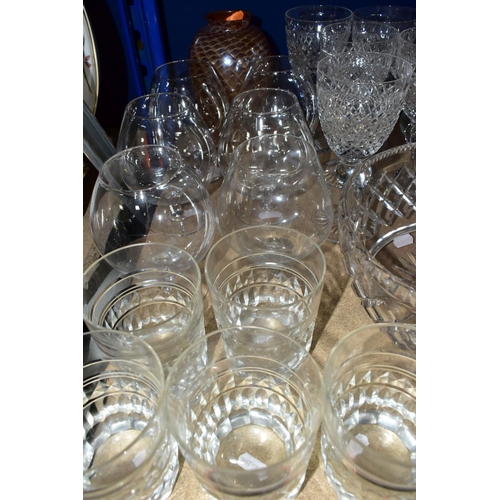 353 - A  GROUP OF CUT CRYSTAL AND GLASSWARE, comprising five cut crystal whisky glasses, five cut crystal ... 