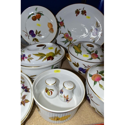 364 - A ROYAL WORCESTER 'EVESHAM' PATTERN PART DINNER SERVICE, comprising two circular deep casserole dish... 