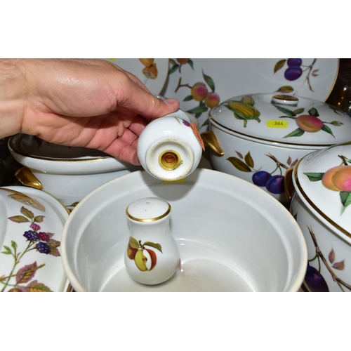 364 - A ROYAL WORCESTER 'EVESHAM' PATTERN PART DINNER SERVICE, comprising two circular deep casserole dish... 