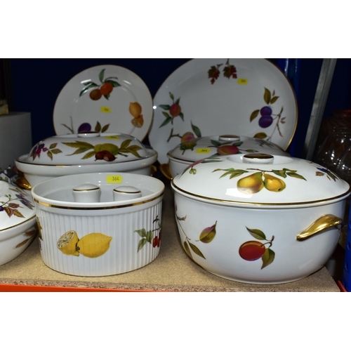 364 - A ROYAL WORCESTER 'EVESHAM' PATTERN PART DINNER SERVICE, comprising two circular deep casserole dish... 