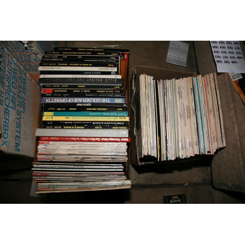 1006 - TWO TRAYS CONTAINING APPROX ONE HUNDRED AND THIRTY LPs AND LP BOXSETS OF CLASSICAL AND OPERATIC MUSI... 