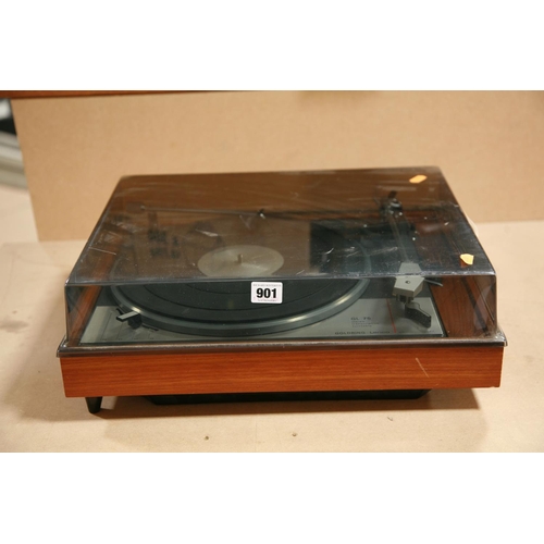 901 - A GOLDRING LENCO GL75 TRANSCRIPTION TURNTABLE with teak plinth and smoked plexi glass cover ( PAT pa... 