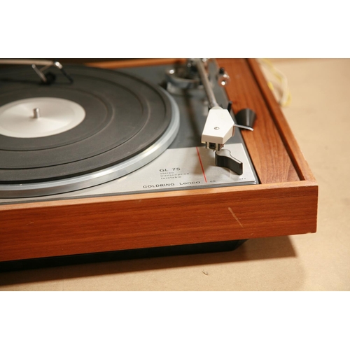 901 - A GOLDRING LENCO GL75 TRANSCRIPTION TURNTABLE with teak plinth and smoked plexi glass cover ( PAT pa... 