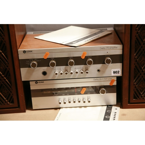 902 - A LEAK DELTA 70 AMPLIFIER, a Delta AM FM Tuner and a pair of Teac LS-30 speakers (PAT pass and worki... 