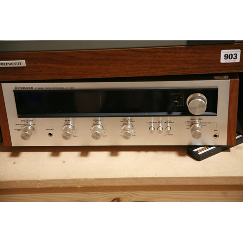 903 - A VINTAGE PIONEER PL-112D TURNTABLE, a Pioneer LX424 Receiver Amplifier and a pair of more recent JV... 