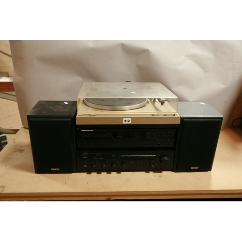 912 - A YAMAHA A-500 NATURAL SOUND AMPLIFIER, a Marantz TT1200 Turntable, a Marantz CD40 CD player (no pow... 