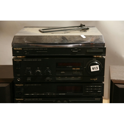 913 - A TECHNICS COMPONANT HI FI including a SU-X933 Amplifier, a SL-J110R turntable, a ST-X933L tuner, a ... 