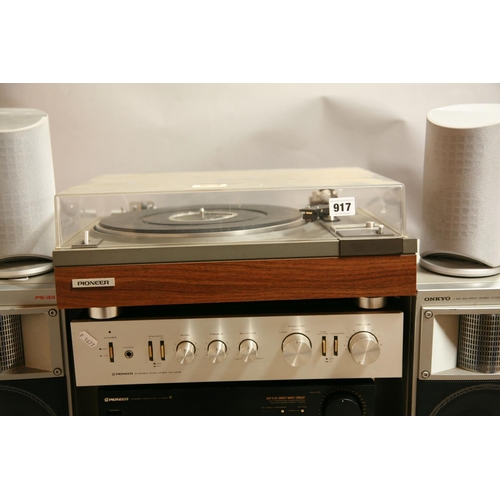 917 - A COLLECTION OF PIONEER AND OTHER COMPONANT HI FI EQUIPMENT including a PL-115D turntable (no power ... 