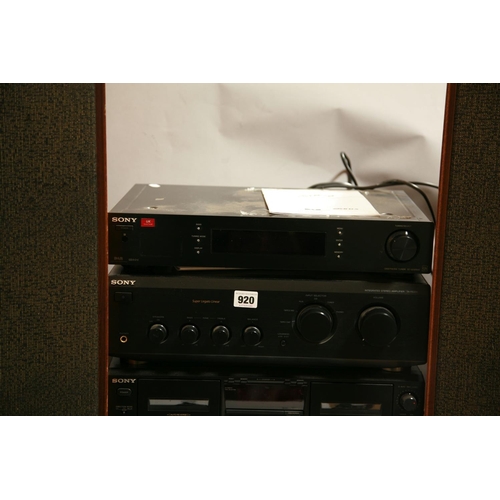 920 - A MODERN COMPONANT HI FI including a Cambridge AudioTopaz CD10 with remote and manual, a Sony TA-FE2... 