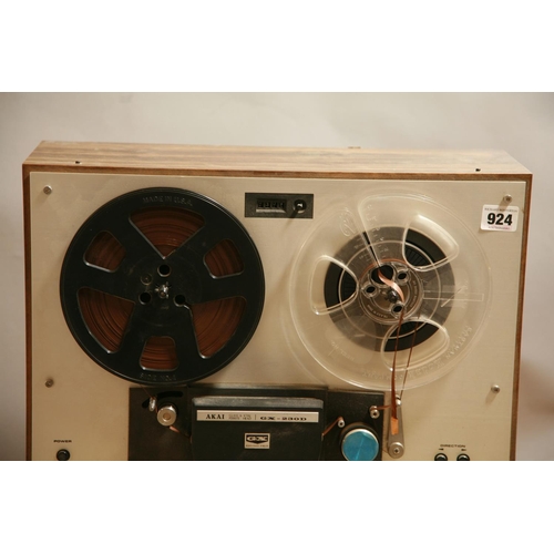 924 - AN AKAI GX-230D REEL TO REEL RECORDER with two boxes of tape reels, ( untested due to no plug)