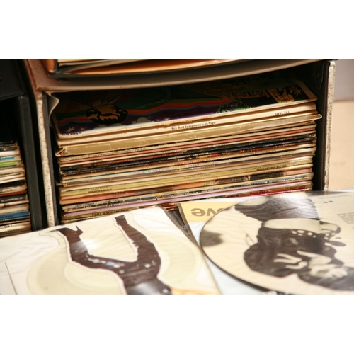 935 - FOUR RECORD CASES CONTAINING OVER ONE HUNDRED AND TEN LPs AND 12in SINGLES items of note include Aqu... 