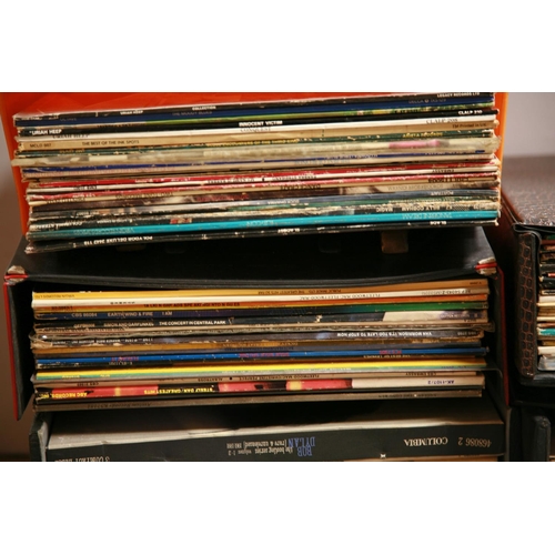 937 - FIVE RECORD CASES CONTAINING OVER ONE HUNDRED AND FORTY LPs, 12in SINGLES AND A CD BOXSET by Bob Dyl... 