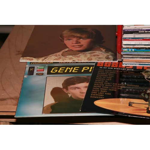 950 - A TRAY CONTAINING EIGHTLY NEAR MINT CONDITION LPs including a signed Gene Pitney, a copy of Mrs Brow... 