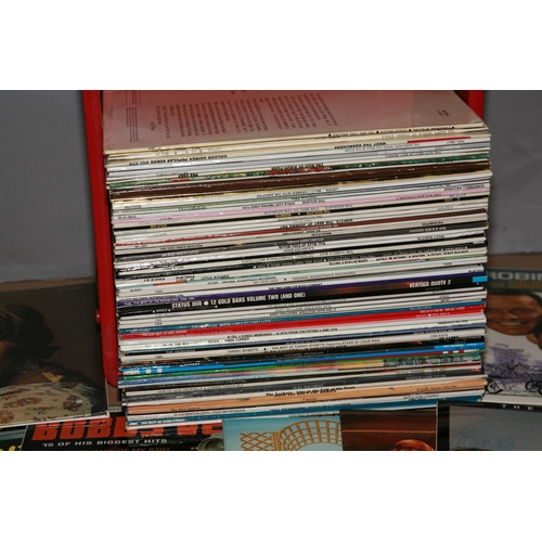 950 - A TRAY CONTAINING EIGHTLY NEAR MINT CONDITION LPs including a signed Gene Pitney, a copy of Mrs Brow... 