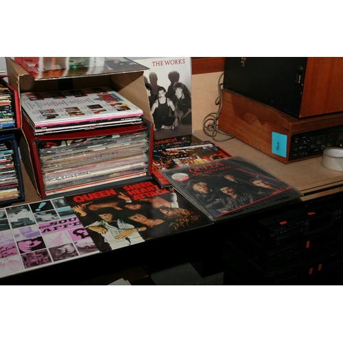 956 - THREE RECORD CASES AND BOX CONTAINING OVER ONE HUNDRED AND TEN LPs including The River by Springstee... 