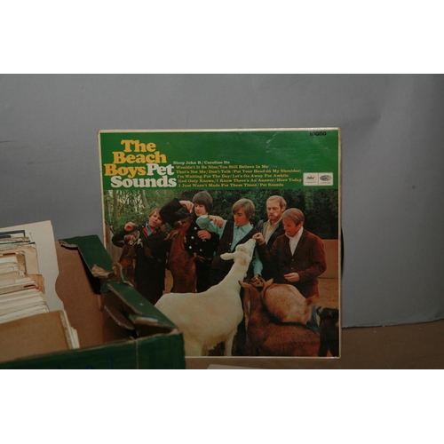 962 - A TRAY CONTAINING OVER TWO HUNDRED 7in SINGLES AND AN LP including Pet Sounds by The Beach Boys ( mo... 