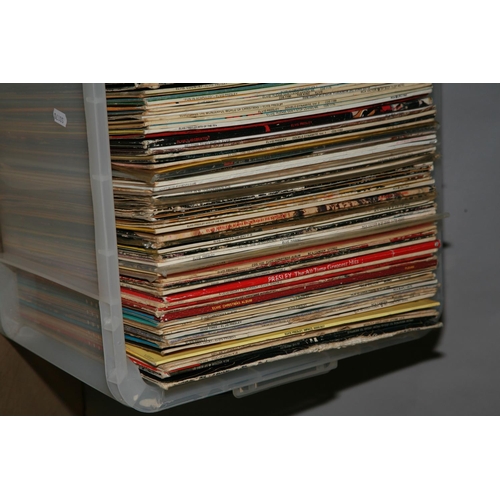 970 - A TRAY CONTAINING APPROX NINETY LPs BY ELVIS PRESLEY including some originals, some reissues and som... 