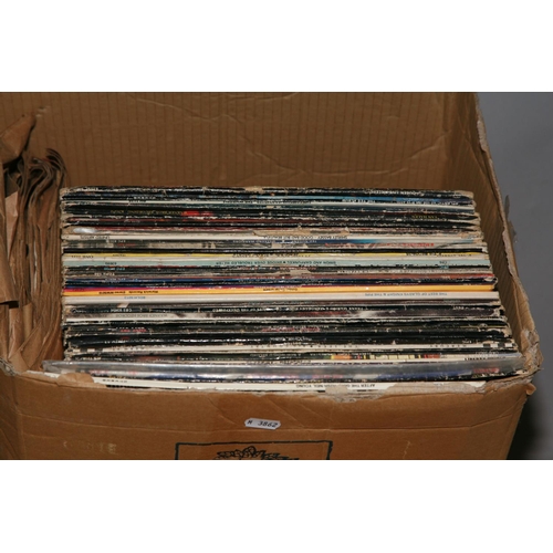 976 - A TRAY CONTAINING OVER ONE HUNDRED AND TEN LPs, 78s AND SINGLES including  In Through The Out Door (... 