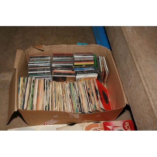 984 - A TRAY CONTAINING ONE HUNDRED ADN SEVENTY 7in SINGLES and seventy CDs from artists such as Sex Pisto... 