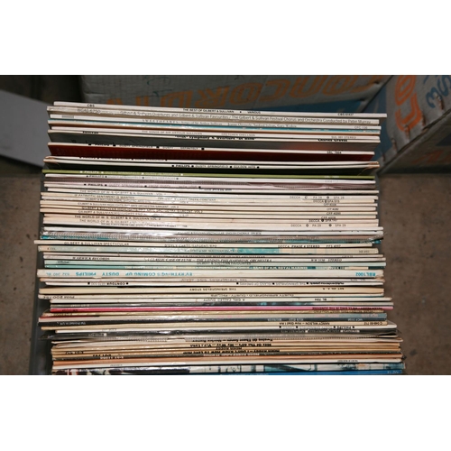 988 - A TRAY CONTAINING APPROX ONE HUNDRED AND FIFTY LPs including a quantity of Gilbert and Sullivan, Shi... 