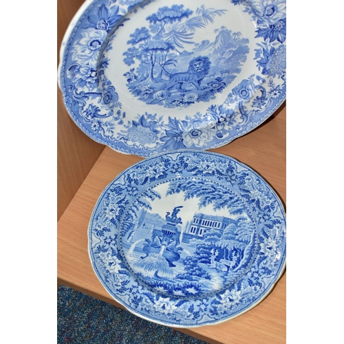 387 - A COPELAND & GARRETT (LATE SPODE) BLUE AND WHITE PLATE PRINTED IN THE AESOP'S FABLES SERIES 'THE FOX... 