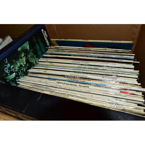 391 - FOUR BOXES OF L.P, 33RPM, 45RPM RECORDS AND D.V.DS, to include a Reader's Digest 1975 Golden Hit Par... 