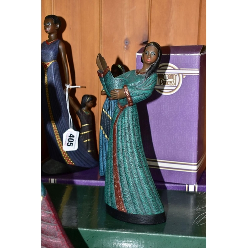 405 - EIGHT BOXED PARASTONE ENESCO MAHOGANY PRINCESS FIGURINES, comprising Motherhood (no box), A Father's... 