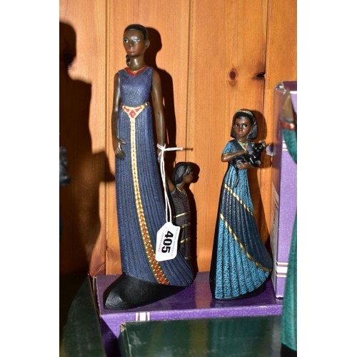 405 - EIGHT BOXED PARASTONE ENESCO MAHOGANY PRINCESS FIGURINES, comprising Motherhood (no box), A Father's... 