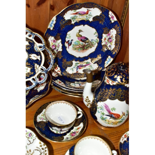 412 - FIFTEEN PIECES OF BOOTHS 'CHELSEA BIRDS' AND SIMILAR DINNERWARES, comprising an octagonal wavy edged... 