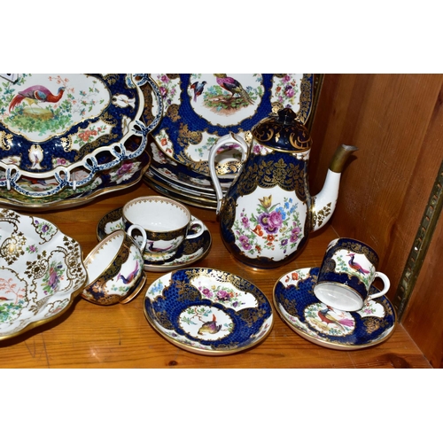 412 - FIFTEEN PIECES OF BOOTHS 'CHELSEA BIRDS' AND SIMILAR DINNERWARES, comprising an octagonal wavy edged... 