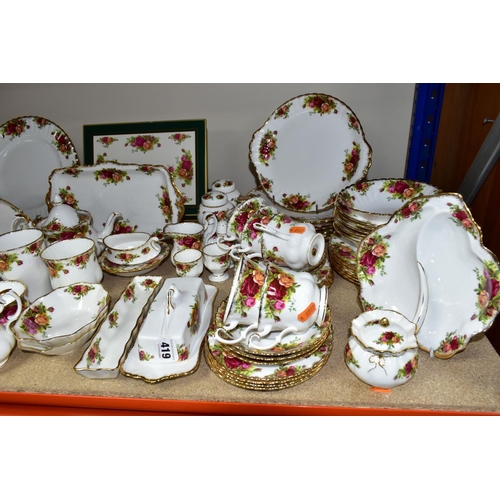 419 - A QUANTITY OF ROYAL ALBERT 'OLD COUNTRY ROSES' PATTERN TEAWARES, comprising five cups, five saucers,... 