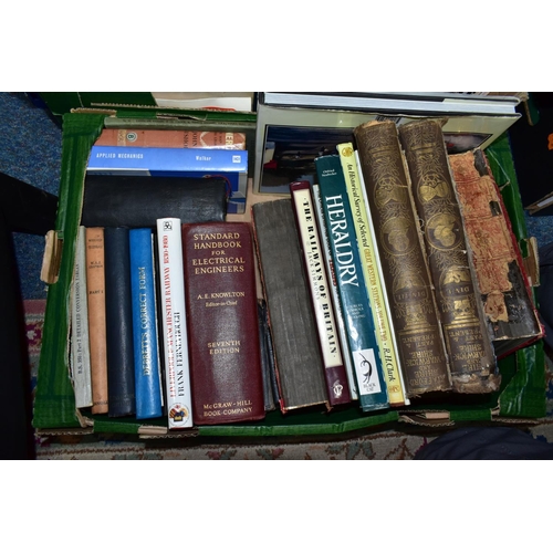 424 - BOOKS & MAPS, four boxes containing over 100 miscellaneous book titles, mostly in hardback format to... 