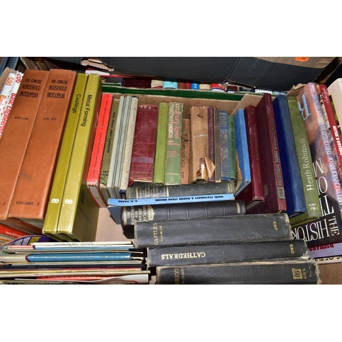 424 - BOOKS & MAPS, four boxes containing over 100 miscellaneous book titles, mostly in hardback format to... 