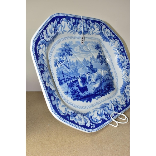 427 - A LATE 19TH CENTURY LARGE BLUE AND WHITE J&W.R MEAT PLATE, marked on the back as 'Rural Scenery', de... 