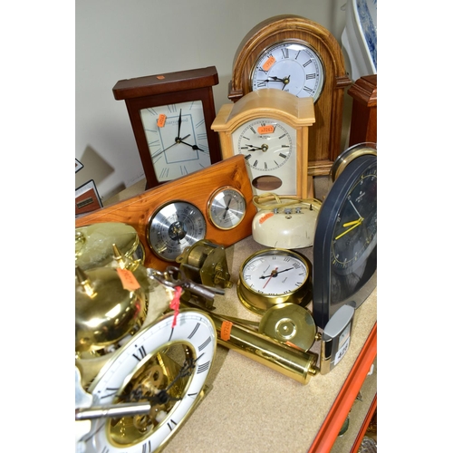 428 - A COLLECTION OF ASSORTED CLOCKS AND BAROMETERS, comprising ten modern mantel clocks, Seiko, Charnwoo... 