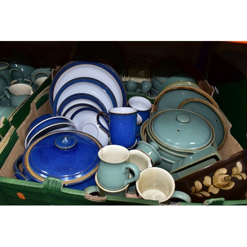 433 - THREE BOXES OF DENBY OVEN TO TABLEWARE, to include a quantity of a 'Manor Green' dinnerware, serving... 